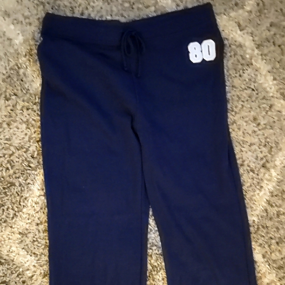Navy Women's Sweatpants with White Detail Navy Blue